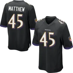 Men's Christian Matthew Baltimore Ravens No.45 Game Jersey - Black