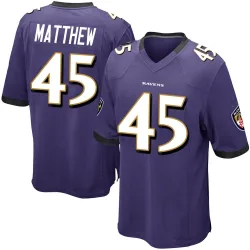 Men's Christian Matthew Baltimore Ravens No.45 Game Team Color Jersey - Purple