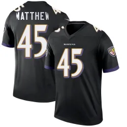 Men's Christian Matthew Baltimore Ravens No.45 Legend Jersey - Black