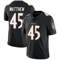 Men's Christian Matthew Baltimore Ravens No.45 Limited Alternate Vapor Untouchable Jersey - Black