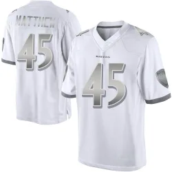 Men's Christian Matthew Baltimore Ravens No.45 Limited Platinum Jersey - White
