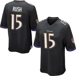 Men's Cooper Rush Baltimore Ravens No.15 Game Jersey - Black