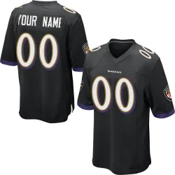 Men's Custom Baltimore Ravens No.00 Game Jersey - Black