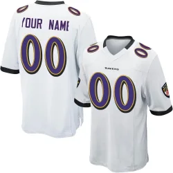 Men's Custom Baltimore Ravens No.00 Game Jersey - White