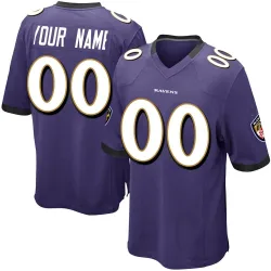 Men's Custom Baltimore Ravens No.00 Game Team Color Jersey - Purple