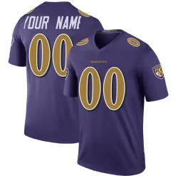 Men's Custom Baltimore Ravens No.00 Legend Color Rush Jersey - Purple