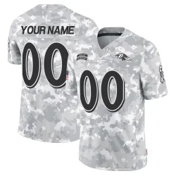 Men's Custom Baltimore Ravens No.00 Limited 2024 Salute to Service Jersey - Arctic Camo