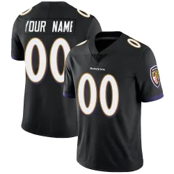 Men's Custom Baltimore Ravens No.00 Limited Alternate Vapor Untouchable Jersey - Black
