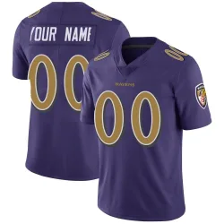 Men's Custom Baltimore Ravens No.00 Limited Color Rush Vapor Untouchable Jersey - Purple