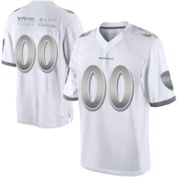 Men's Custom Baltimore Ravens No.00 Limited Platinum Jersey - White