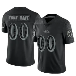 Men's Custom Baltimore Ravens No.00 Limited Reflective Jersey - Black