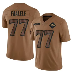 Men's Daniel Faalele Baltimore Ravens No.77 Limited 2023 Salute To Service Jersey - Brown