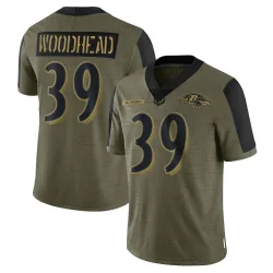 Men's Danny Woodhead Baltimore Ravens No.39 Limited 2021 Salute To Service Jersey - Olive