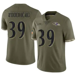 Men's Danny Woodhead Baltimore Ravens No.39 Limited 2022 Salute To Service Jersey - Olive