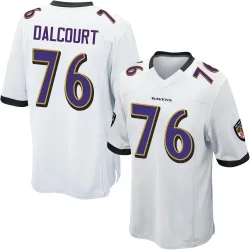 Men's Darrian Dalcourt Baltimore Ravens No.76 Game Jersey - White