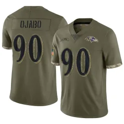 Men's David Ojabo Baltimore Ravens No.90 Limited 2022 Salute To Service Jersey - Olive