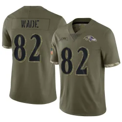 Men's Dayton Wade Baltimore Ravens No.82 Limited 2022 Salute To Service Jersey - Olive