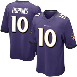 Men's DeAndre Hopkins Baltimore Ravens No.10 Game Team Color Jersey - Purple