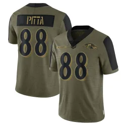 Men's Dennis Pitta Baltimore Ravens No.88 Limited 2021 Salute To Service Jersey - Olive