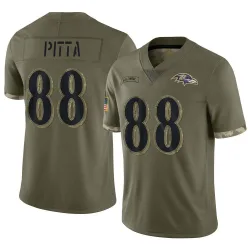 Men's Dennis Pitta Baltimore Ravens No.88 Limited 2022 Salute To Service Jersey - Olive