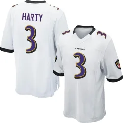 Men's Deonte Harty Baltimore Ravens No.3 Game Jersey - White