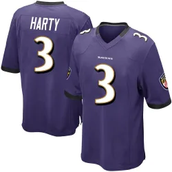 Men's Deonte Harty Baltimore Ravens No.3 Game Team Color Jersey - Purple