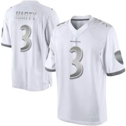 Men's Deonte Harty Baltimore Ravens No.3 Limited Platinum Jersey - White
