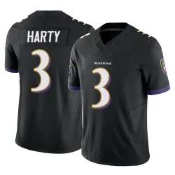 Men's Deonte Harty Baltimore Ravens No.3 Limited Vapor F.U.S.E. Jersey - Black