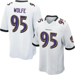 Men's Derek Wolfe Baltimore Ravens No.95 Game Jersey - White