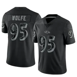 Men's Derek Wolfe Baltimore Ravens No.95 Limited Reflective Jersey - Black