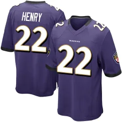 Men's Derrick Henry Baltimore Ravens No.22 Game Team Color Jersey - Purple