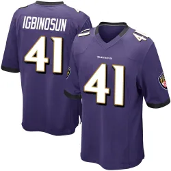 Men's Desmond Igbinosun Baltimore Ravens No.41 Game Team Color Jersey - Purple