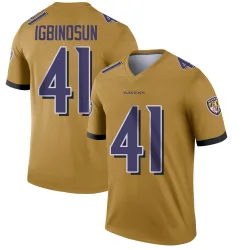Men's Desmond Igbinosun Baltimore Ravens No.41 Legend Inverted Jersey - Gold