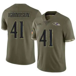 Men's Desmond Igbinosun Baltimore Ravens No.41 Limited 2022 Salute To Service Jersey - Olive
