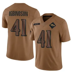 Men's Desmond Igbinosun Baltimore Ravens No.41 Limited 2023 Salute To Service Jersey - Brown