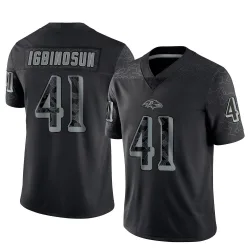 Men's Desmond Igbinosun Baltimore Ravens No.41 Limited Reflective Jersey - Black