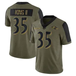 Men's Desmond King II Baltimore Ravens No.35 Limited 2021 Salute To Service Jersey - Olive