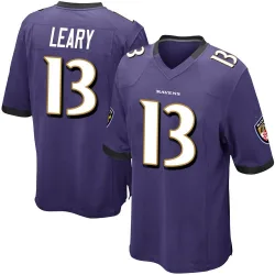 Men's Devin Leary Baltimore Ravens No.13 Game Team Color Jersey - Purple