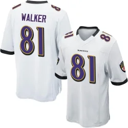 Men's Devontez Walker Baltimore Ravens No.81 Game Jersey - White