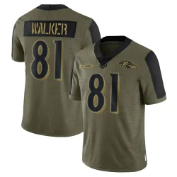 Men's Devontez Walker Baltimore Ravens No.81 Limited 2021 Salute To Service Jersey - Olive