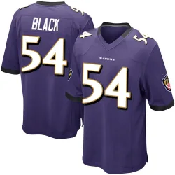 Men's Diwun Black Baltimore Ravens No.54 Game Team Color Jersey - Purple
