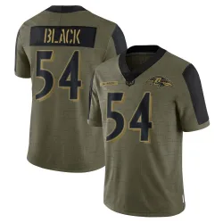 Men's Diwun Black Baltimore Ravens No.54 Limited 2021 Salute To Service Jersey - Olive