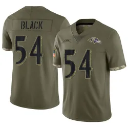 Men's Diwun Black Baltimore Ravens No.54 Limited 2022 Salute To Service Jersey - Olive