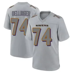 Men's Garrett Dellinger Baltimore Ravens No.74 Game Atmosphere Fashion Jersey - Gray