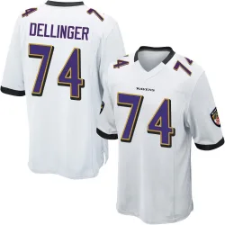 Men's Garrett Dellinger Baltimore Ravens No.74 Game Jersey - White