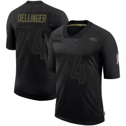Men's Garrett Dellinger Baltimore Ravens No.74 Limited 2020 Salute To Service Jersey - Black