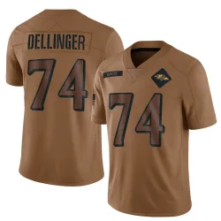 Men's Garrett Dellinger Baltimore Ravens No.74 Limited 2023 Salute To Service Jersey - Brown
