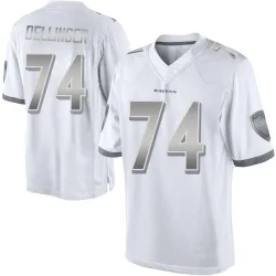 Men's Garrett Dellinger Baltimore Ravens No.74 Limited Platinum Jersey - White