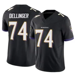Men's Garrett Dellinger Baltimore Ravens No.74 Limited Vapor F.U.S.E. Jersey - Black