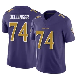 Men's Garrett Dellinger Baltimore Ravens No.74 Limited Vapor F.U.S.E. Jersey - Purple
